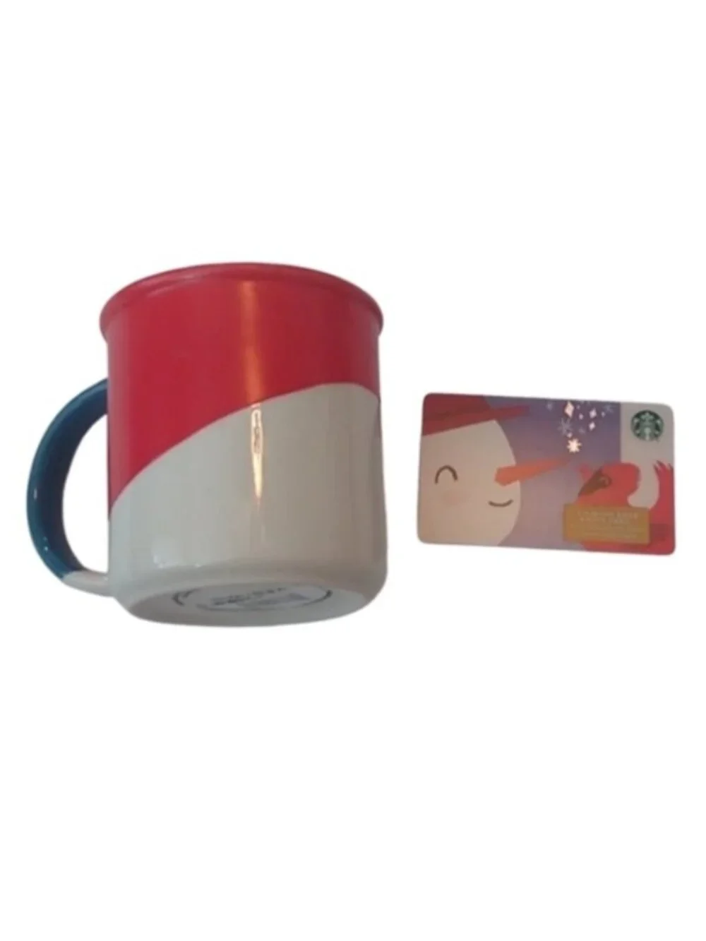 Starbucks Angle Dip Red White Blue  Coffee Tea Mug, 12 oz. + Blank GC